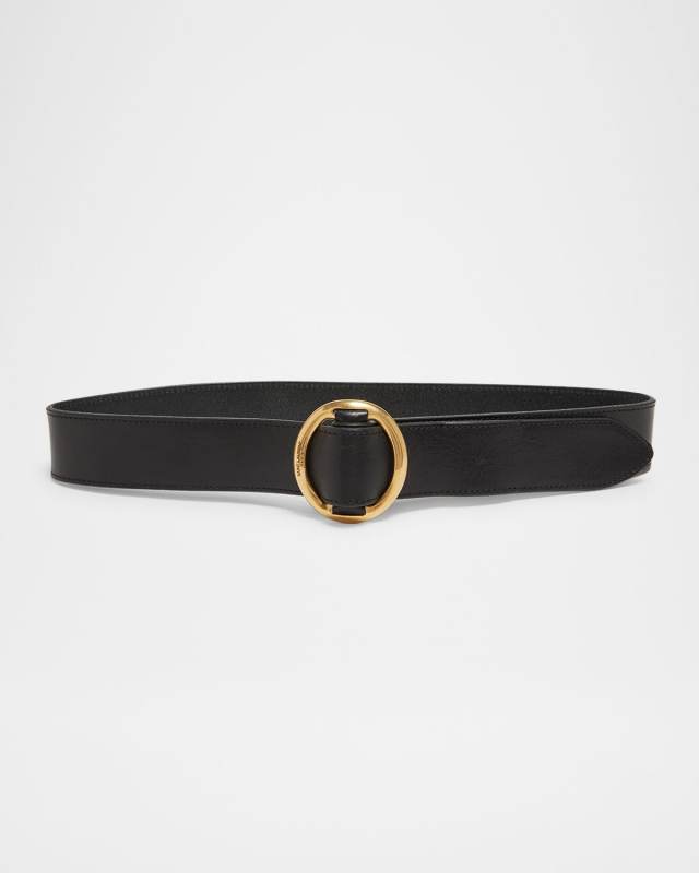 Ceinture Oval Buckle Leather Belt